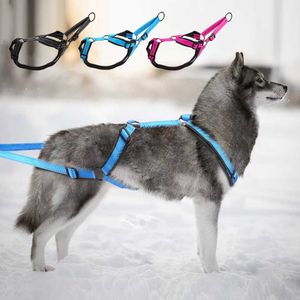 Hundhalsar Leases Waterproof Pet Sledding Harness Reflektivitet Hundar Vikt Pullande sele varm vadderad för Winter Dog Training Skijoring Scootering T221212