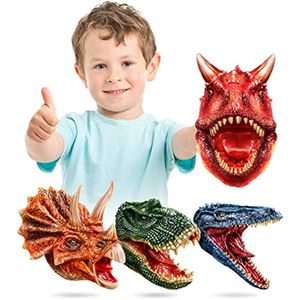 4-teiliges lustiges Dinosaurier-Puppenspielzeug, weiche Dinosaurier-Handpuppe, T-Rex, Triceratops, Dino-Figuren-Set für Halloween, Party, Herbstgeschenke