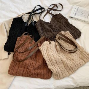 Bolsas de noite bolsa de ombro vintage mulheres tricotaram o inverno de cor sólida para axila diária bolsa para viagens de compras