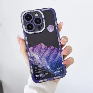 Снежная гора Сансет Клузы для iPhone 14 13 12 11pro max xr x xs max 14plus мягкий амортизированный бампер Акриловая задняя крышка Акриловая задняя крышка