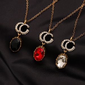 Fashion Multicolor Gem Necklace Luxury Girl Love Pendant Necklace Designer Jewelry Classic Premium Accessories Long Chain For Women 18k Gold Plated