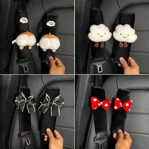 Safety Belts Accessories A pair of car shape seat belt cover shoulder cushion toon cloud pad protective T221212