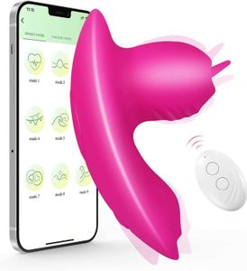 Sex Toy Wearable Vibrator AVXOO -app Remote Control Panty med 10 slickande vibrerande lägen Invisible Butterfly för vagina och DZN8