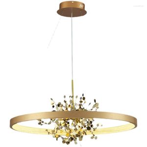 Pendant Lamps Modern Light Luxury Stainless Steel Simple Circular Living Room Creative Personality Bedroom Dining Round Study Chandelier