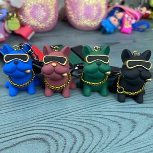 New resin glasses dog key chain Creative cigar dog keychains