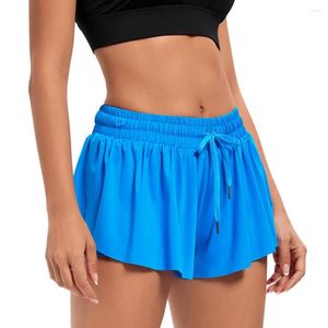 Löpshorts Flowy Athletic För kvinnor med foderkjolar Gym Träning Yoga Träning Träning Spandex Butterfly Skirt Athfrisure