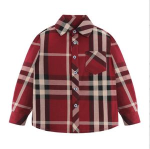 Lovely Baby Boys Plaid Shirts Spring Autumn Kids Long Sleeve Shirt Turn-Down Collar Boy Shirts Children Tops Child Clothes 2-8 Years