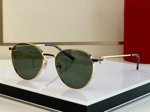 Gold Metal Green Lens Round Sunglasses Sunglass Men Summer Sun Glasses Shades outdoor UV Protection Eyewear with Box