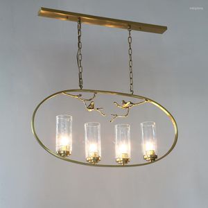 Pendelleuchten Vintage Schlafzimmer Kupfer Nordic Vogel Lampe Modernes Restaurant Vollglas Kronleuchter Antikstil Kronleuchter