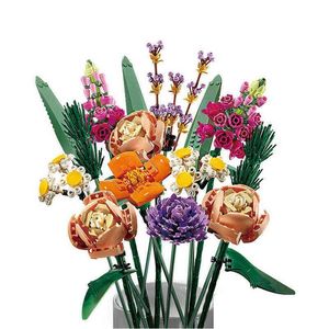 Bloki walentynki bukiet klocki do budowy Model dziewczyna prezent romantyczny kwiat roślina dekoracja Bonsai do domu Diy zabawka do zmontowania cegła H1 Dhc4Y