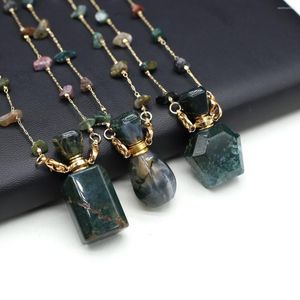 Hänge halsband naturliga sten agater halsband enkel parfym flaska eterisk olje diffusor för kvinnliga flickors smycken gåvor