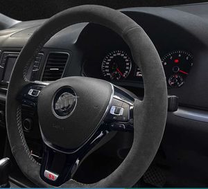 Customized Car Steering Wheel Cover For Volkswagen VW Golf 7 Mk7 Touran Up New Polo Jetta Passat B8 Tiguan Non-Slip Suede Braid