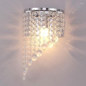 Lâmpada de parede 1 PC Pequeno cromo E27 LED SCENCE BEDE NOITE NOITE LUZ FUNCIONO CRISTAL MELHO MELIMENTO CORRORDOR ILUMINAÇÃO INTERIOR