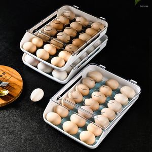 Aufbewahrungsflaschen 1PC Haushalt Eierbox Schubladentyp Kühlschrank Kunststoff Transparent Knödel Großes Fach Organizer