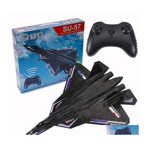 전기/RC 항공기 ElectricRC SU57 SU35 RC 평면 라디오 리모컨 비행기가있는 가벼운 고정 날개 손 던지기 거품 전기 M DHOAK