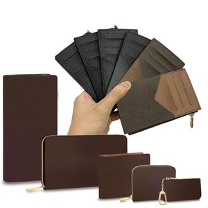 Högkvalitativa mäns och kvinnors plånböcker Långt korta enkedragare präglad läderväska med lådkort 26 färger228k
