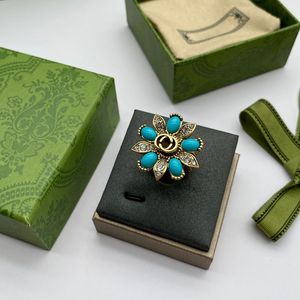 Lyx designer ring kvinna ring mode vintage klassisk stil blommönster present ge social fest tillämplig vacker bra