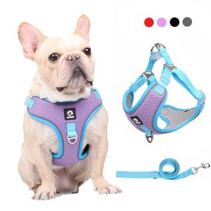 Dog Collars Leashes Adjustable Dog Harness No Pull Reflective Medium Large Dog Harness and Leash Set For French Bulldog Greyhound Walking Running T221212