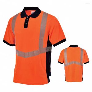 Motorcycle Apparel Hi Vis T Shirt Reflective Polo Men Safety Shirts Work Security Uniform