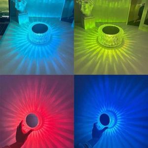 Nattljus LED Crystal Desk Lamp Nest Form Color Diamond Projector Light With Touch Control Justerbart för hemmet vardagsrum sovrummet