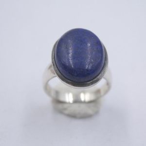 Pierścienie klastra Pure 925 Srebrny pierścień Srebrny Pierścień najszerszy 19 mm lapis lazuli dla kobiety