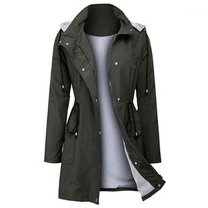 Damen Trenchcoats Frühling Herbst Mode Windjacke Frau Regenjacke Laufen Mit Kapuze Outwear Reißverschluss Wasserdichter Mantel Jacken Frauen Cardiga