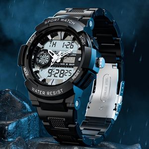 Wristwatches LIGE Men Watch Waterproof Wristwatch Digital Dual Display Clock Fashion For Sport Watches Mens Relogios Masculino Box