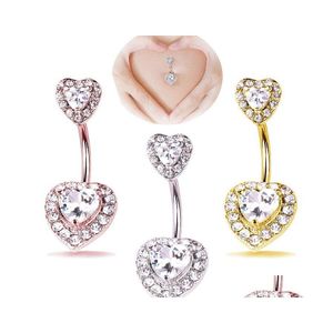 Navel Bell Button Rings Sexy 316L Surgical Steel Women Double Gem Belly Bar Ring Body Piercing Bars Jewelry Drop Delivery Ot7Pi