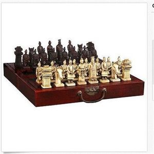 Hela billiga kinesiska 32 stycken Chess Set Box Xian Terracota Warrior264q