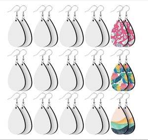 Sublimation Blank Earrings Heat Transfer Party Favor Earring Unfinished Wood Teardrop Pendants in 5 Assorted Shapes for Jewelry DIY Making Wholesale