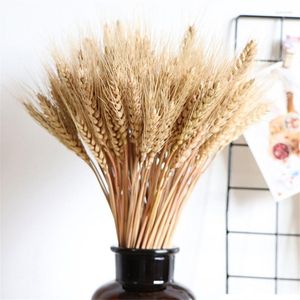 Flores decorativas 100pcs Natural Wheat Stalks Grass Golden Bouquet Artificial para Diy Craft Home Kitchen Natal