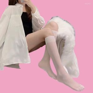Kadın Çorap Yaz Trendi İnce Bölüm Basınç Sobası Siyah İpek Buzağı Şeffaf Beyaz Öğrenci Diz Uzunlukta Orta Tüp Kız Çorap