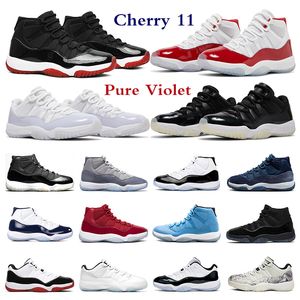2024 Cherry Mens Basquetebol Sapatos 11s Retros 11 Cool Cinza Puro Violeta 25º Aniversário Criado Retro High Men Treinadores Concord 45 Gamma Blue Womens Sports Sneakers