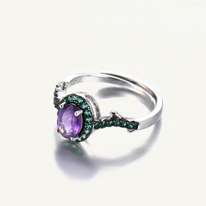 Cluster-Ringe GEM'S BALLETT Design Kite Amethyst Brambles Edelstein-Ring-Sets für Frauen Solide 925 Sterling Silber Luxus Hochzeit Schmuck