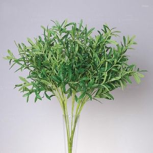 Dekorativa blommor hög kvalitet 1 st konstgjorda europeiska olivträdgrenar blad med fruktblad för hem bröllop dekor grön falsk