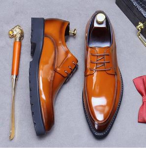 Orijinal deri resmi iş ayakkabıları İngiliz tarzı patent deri erkek oxfords gelinlik ayakkabıları