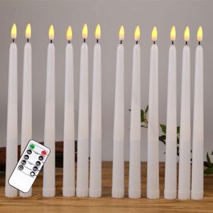 UPS gelbe flackernde ferngesteuerte LED-Kerzen aus Kunststoff, flammenlose ferngesteuerte Spitzkerzen mit Bougie-LED für die Dekoration von Dinnerpartys