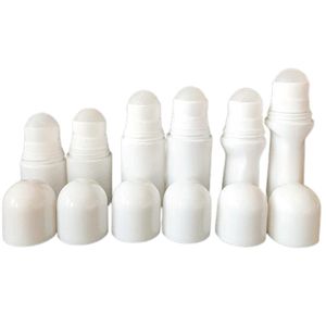 30ml 50ml 60ml Roll On Bottles White Plastic Travel Refillable Cosmetic Packaging Essential Oil Bottle