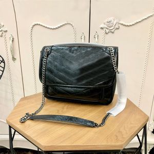 Designv￤skor niki kedja axelp￥sar vintage kalvskinn l￤der koppling klaff v￤ska lyx crossbody brev handv￤skor kvinnor shopping totes