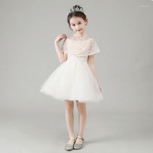 女の子のドレス白い子供のウェディングドレスパフフラワープロムボールガウン花emborideryフォーマルパーティーヴェスティドAラインプリンセスローブ