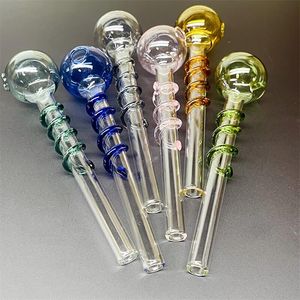 Pipa in vetro Pyrex con bruciatore a nafta, accessori per fumatori colorati, colore chiaro, tubo grande, punte per unghie, bong