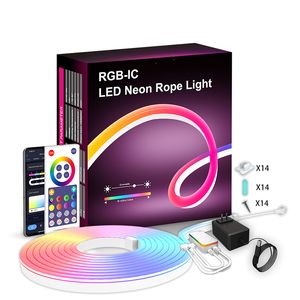 Neon Light Strip Dream Kolor Wi -Fi Bluetooth DIY Light Rope 5M 12V Muzyka Synchronizacja aplikacja Kontrola TV Podświetlenie Gra salon sypialnia bar imprezowy wystrój
