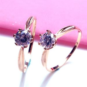 Cluster Rings 585 Purple Gold 14K Rose Diamond för kvinnor som öppnar justerbart klassiskt hantverk Simple Luxury Jewelry Party Gift