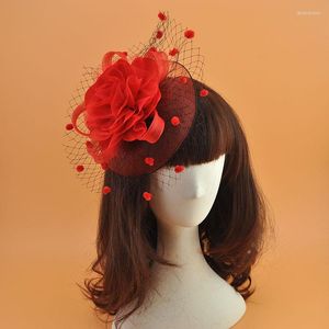 Huvudstycken brudens huvudbonad vintage kort trasa stor blomma gasväv hatt kvinnors slöja klänning hår tillbehör korea japan svart vit