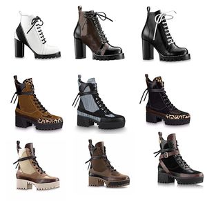 Designer botas de cowboy botas de salto alto mulheres preto branco marrom couro tornozelo bota sapatos 35-42