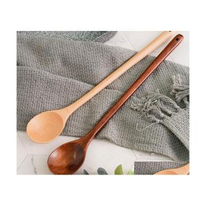 Ложки длинная ложка деревянная 33 см 13 дюймов натуральная деревянная ручка для супа.