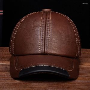 Bollkepsar HL100 Aorice Brand Real Cow Skin Läder Baseballhattar Äkta kepshatt för män