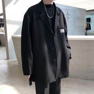 Mäns kostymer grå svart blazer män mode affärssamhälle mens kostym jacka koreansk lös casual klänningskontor formella utkläder