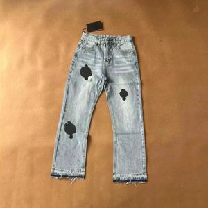 CH Jeans Heart Print Designer Men Jeans Chromees Hearts Jeans Cross Crossed Gashed Jean with High Weist Mens Kromees chromees Hearts bants