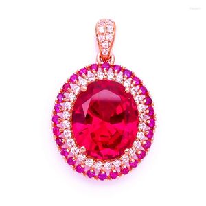 Kedjor 585 Purple Gold Ruby Pendant 14K Rose Plated Pink Crystal Choker Halsband Ladies Wedding Engagement Luxury Jewelry